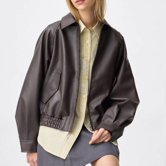 Gu Jackets & Blazers - Classic Women's Brown Faux Leather Jacket